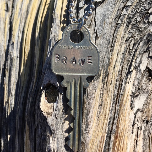 HAND CRAFTED BRAVE Stamped Vintage Key Necklace - Picture 5 of 5